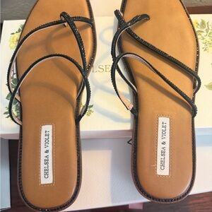 Chelsea & Violet Tan and Black Minimalist Sandals